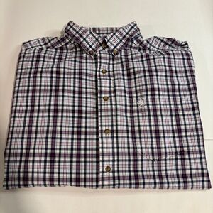 ARIAT Pro Series Red White Blue Plaid Casual SS Button Down Shirt Mens 2XL